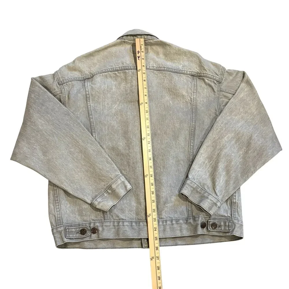 Vintage Levis Denim Trucker Jacket Mens Large Gray Acid Washed Grunge USA *READ*